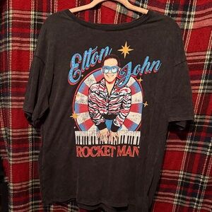 Elton John Rocket Man Graphic Tee - Charcoal